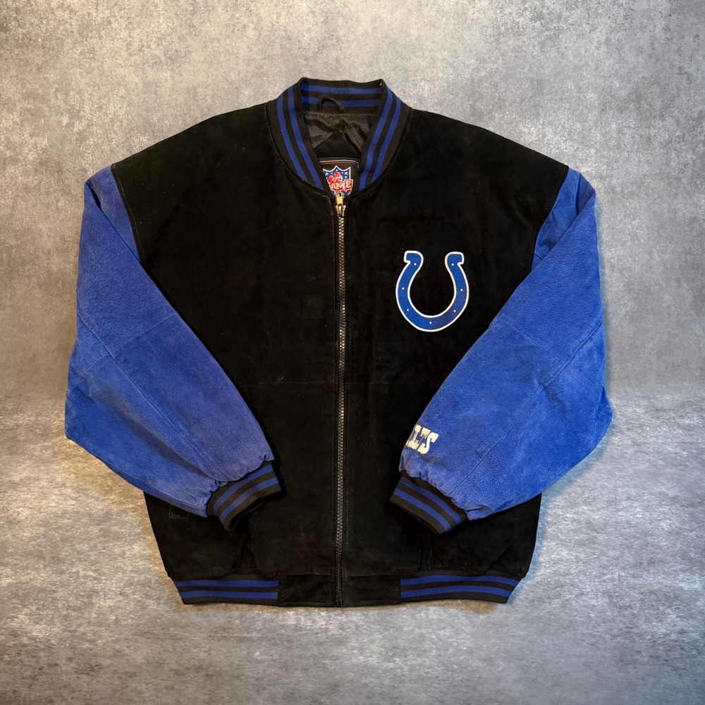 Vintage NFL Game Day Indianapolis Colts Suede Leather Varsity Jacket Mens Medium